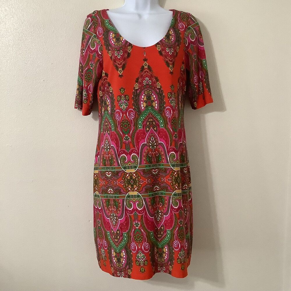 Studio I Red Multicolor Colorful Bohemian Boho Hippie Tunic Dress S Going‎ Out